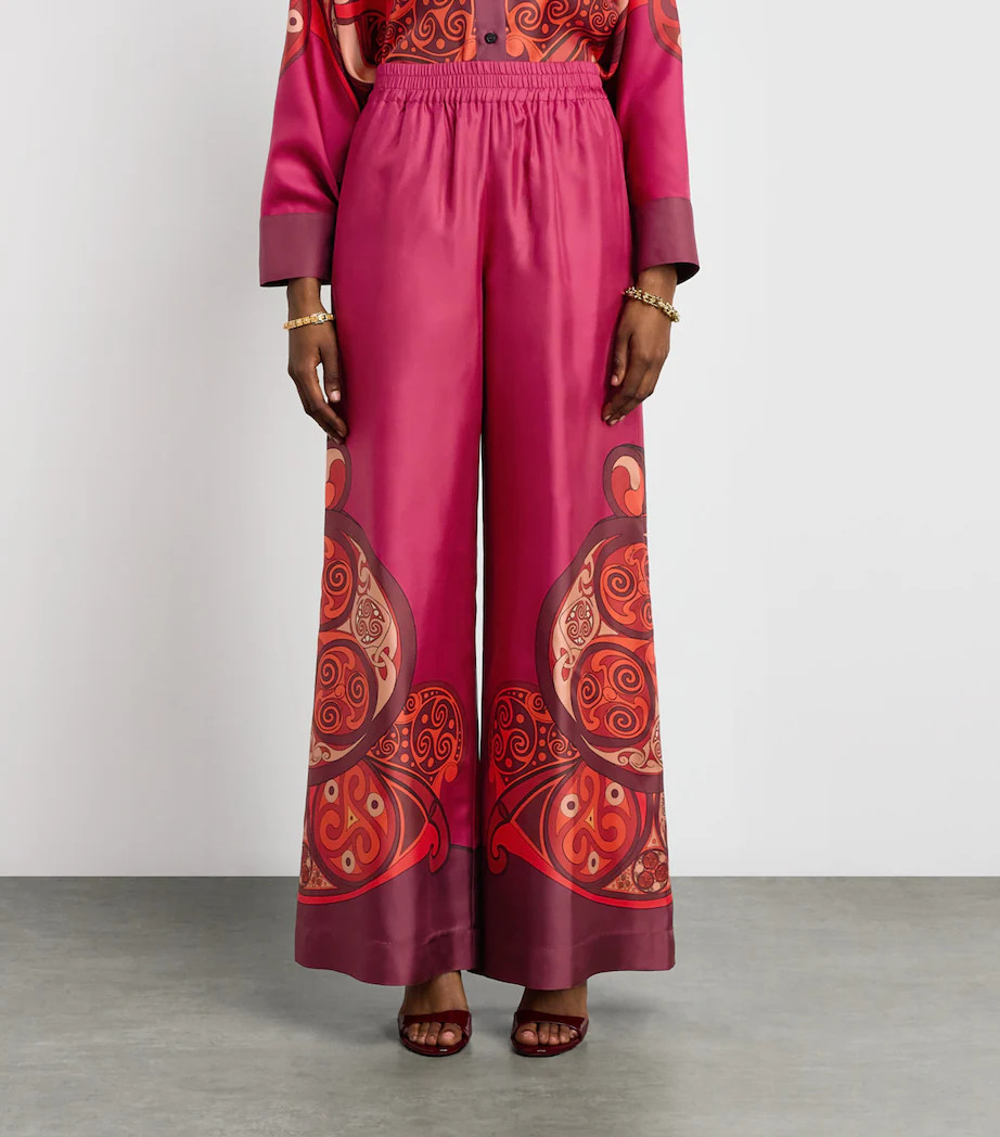 Silk Palazzo Placée Wide-Leg Trousers | Harrods US