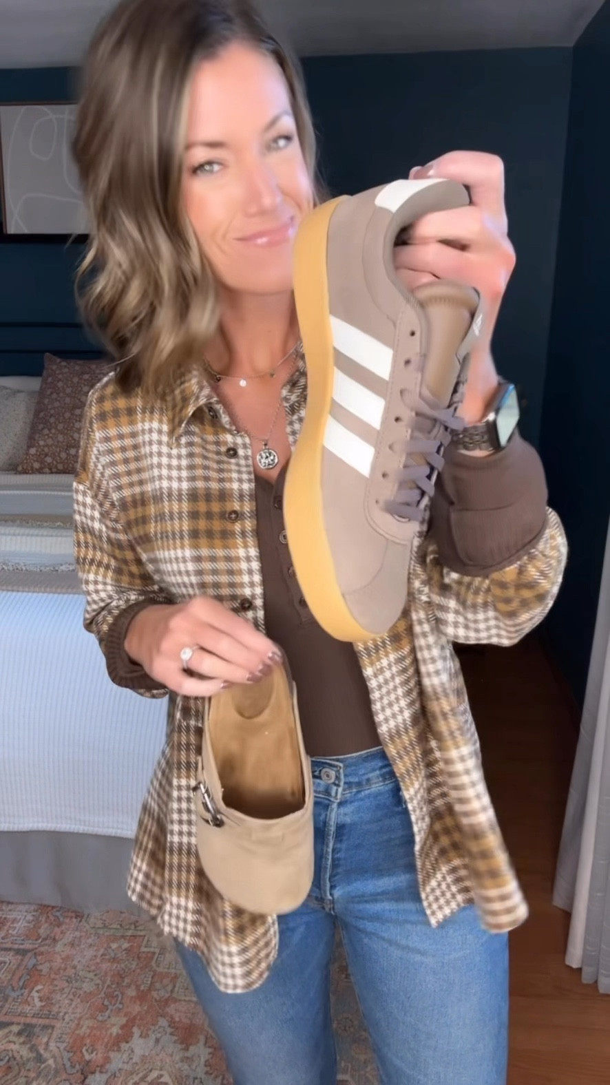 Trending… brown 🤎🤎🤎
Henley/ medium 
Shacket/ small 
Sneakers/ sized down half size 

#LTKSeasonal #LTKFindsUnder100 #LTKStyleTip