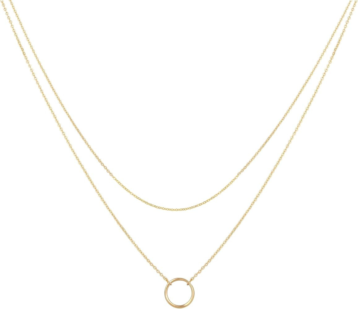 Ldurian Layered Necklaces for Women - 14K Dainty Gold Plated Layering Chokers Necklaces Set Multi... | Amazon (US)
