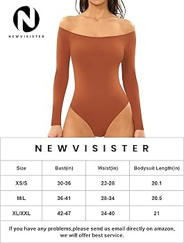 NEWVISISTER Women Seamless Off Shoulder Bodysuit Long Sleeve Tops T Shirt Jumpsuit Classy Collect... | Amazon (US)