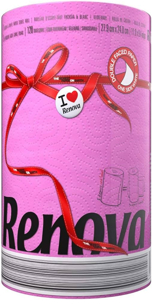 Renova Pink Paper Towel Jumbo Roll 2 Ply 120 Highly Absorbent Sheets | Amazon (US)