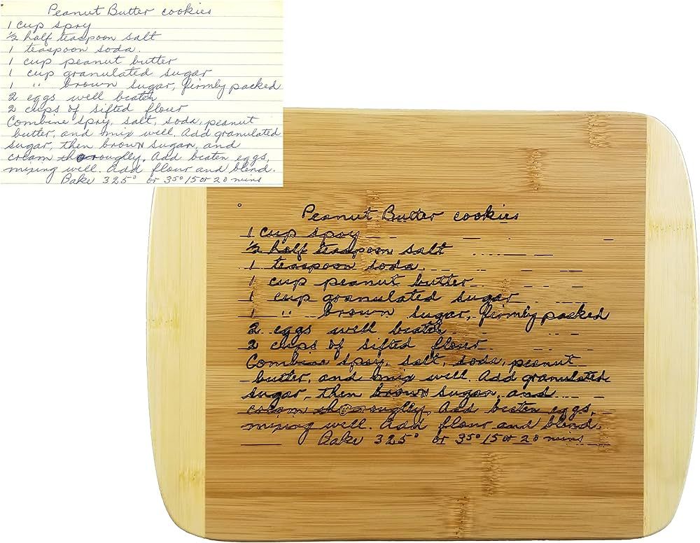 Personalized Wooden Custom Recipe Cutting Board (Thick), Handwritten Engraved, Recipe | Family Re... | Amazon (US)