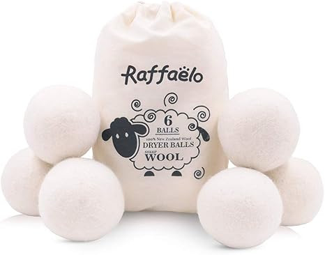 Raffaelo Wool Ball, Wool Dryer Balls XL Premium Reusable Natural Fabric Softener Pet Fur Hair Rem... | Amazon (US)