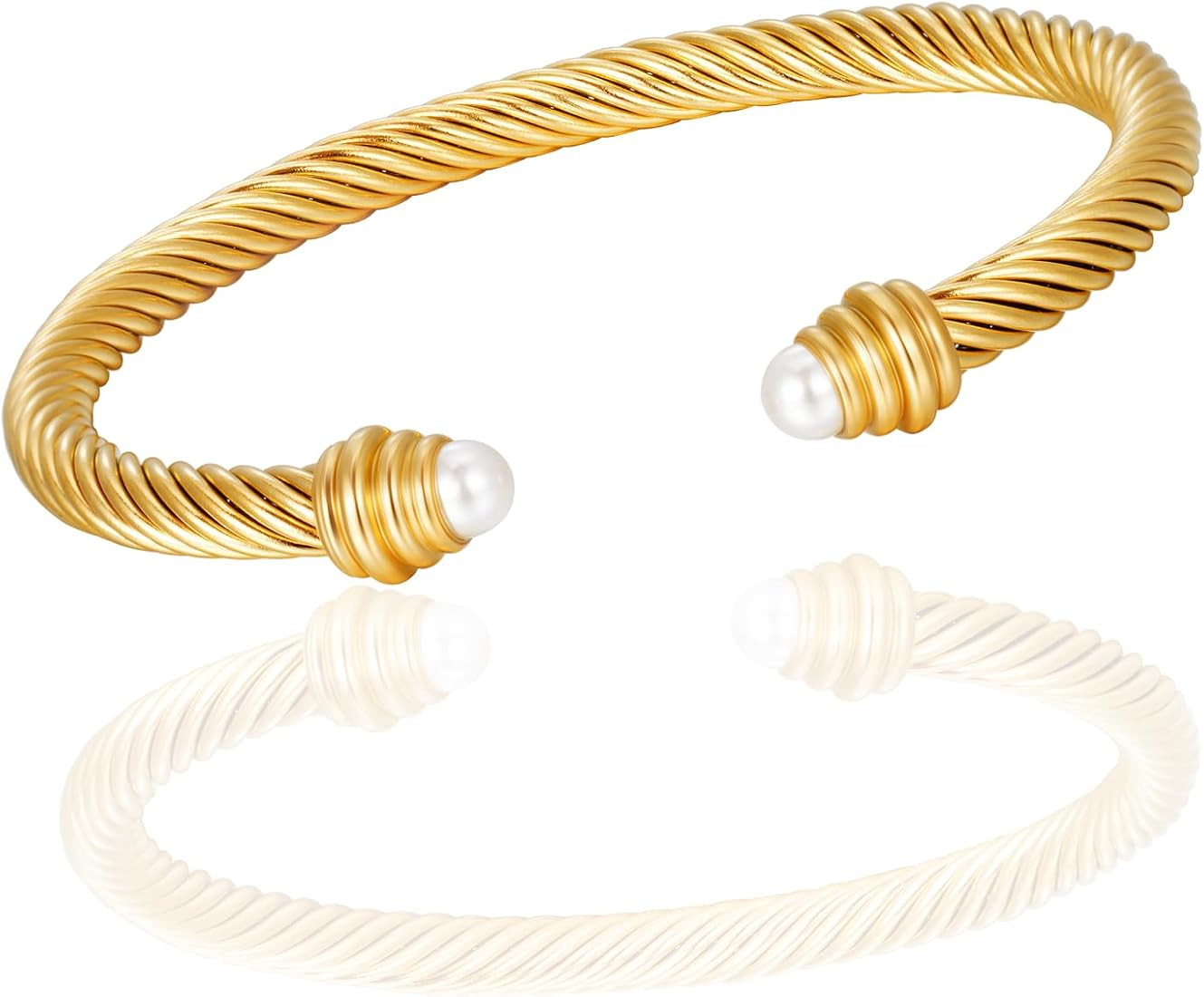 Twisted Cable Bracelets for Women Stainless Steel 5mm Cable Wire Cuff Bangle, Amazon Finds ... | Amazon (US)