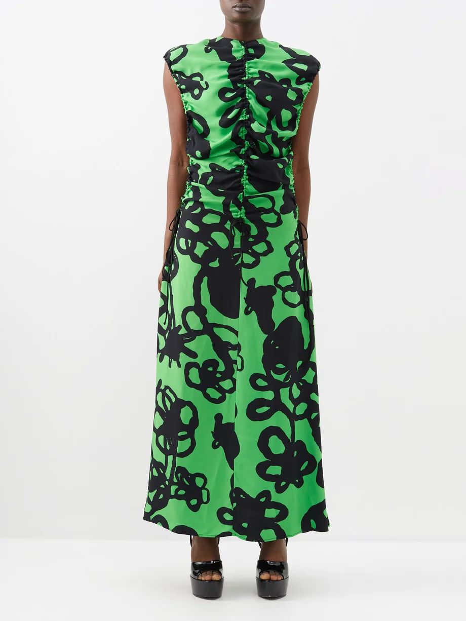 Chroma ivy-print ruched crepe dress | Matches (US)