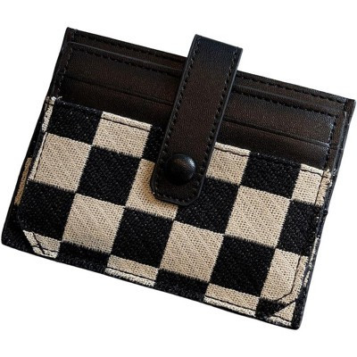 Cute Slim Card Holder Canvas Front Pocket Checkered Wallet, Small Credit Card Case for Women Black 4.6” x 3.5” x 0.3” | Target