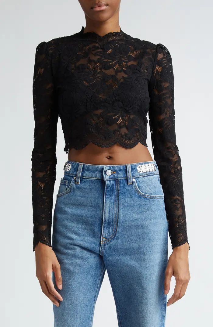 Long Sleeve Stretch Lace Crop Top | Nordstrom