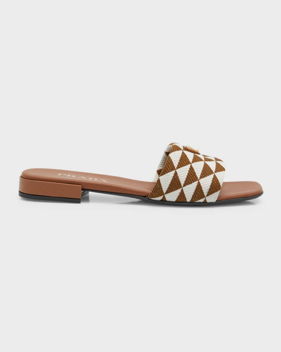 Prada Triangle Jacquard Flat Sandals | Neiman Marcus
