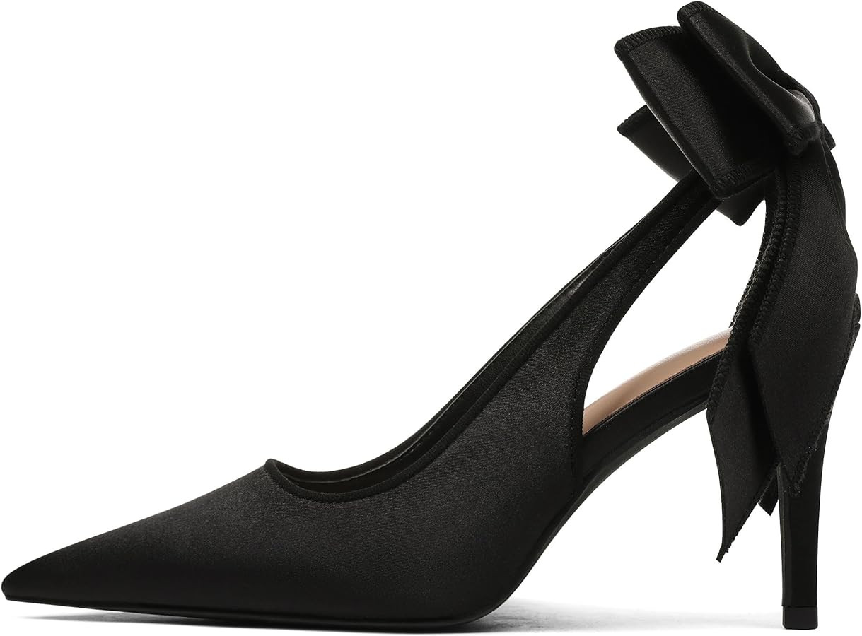 Mattiventon Slingback Heels for Women Pointed Closed Toe Stiletto Heels with Bow Tie Wedding Shoe... | Amazon (US)