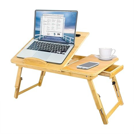 TAEERY Laptop Bed Tray Table,Multi Tasking Bamboo Lap Desk for Writing Reading Eating,Portable La... | Amazon (US)