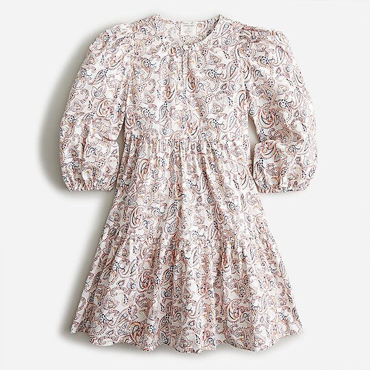 Girls' cotton poplin puff-sleeve dress | J. Crew US