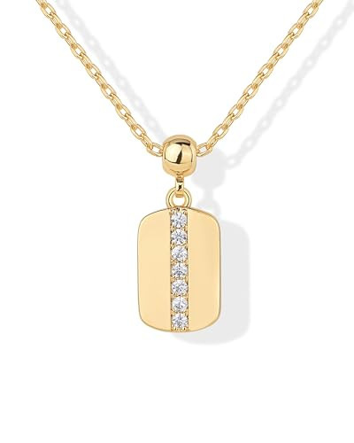 PAVOI 14K Yellow Gold Plated Cute Whimsical Cubic Zirconia Pendant Necklaces with Charms Set, Hypoallergenic Adjustable Chain Dainty Gold Charm Necklace for Women, Trendy Dog Tag Pendant Gift | Amazon (US)