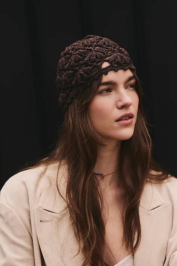 Cora Crochet Cap at Free People in Chocolate | Free People (UK)