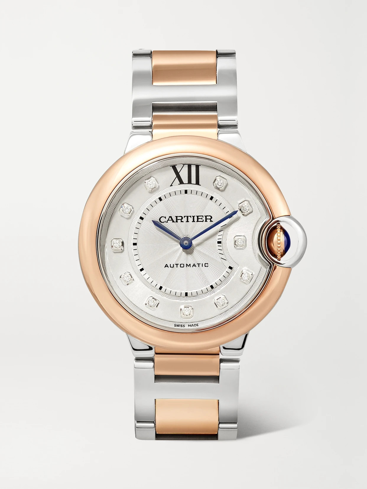 Cartier - Ballon Bleu De Cartier Automatic 36mm 18-karat Rose Gold, Stainless Steel And Diamond Watch - White | NET-A-PORTER (US)