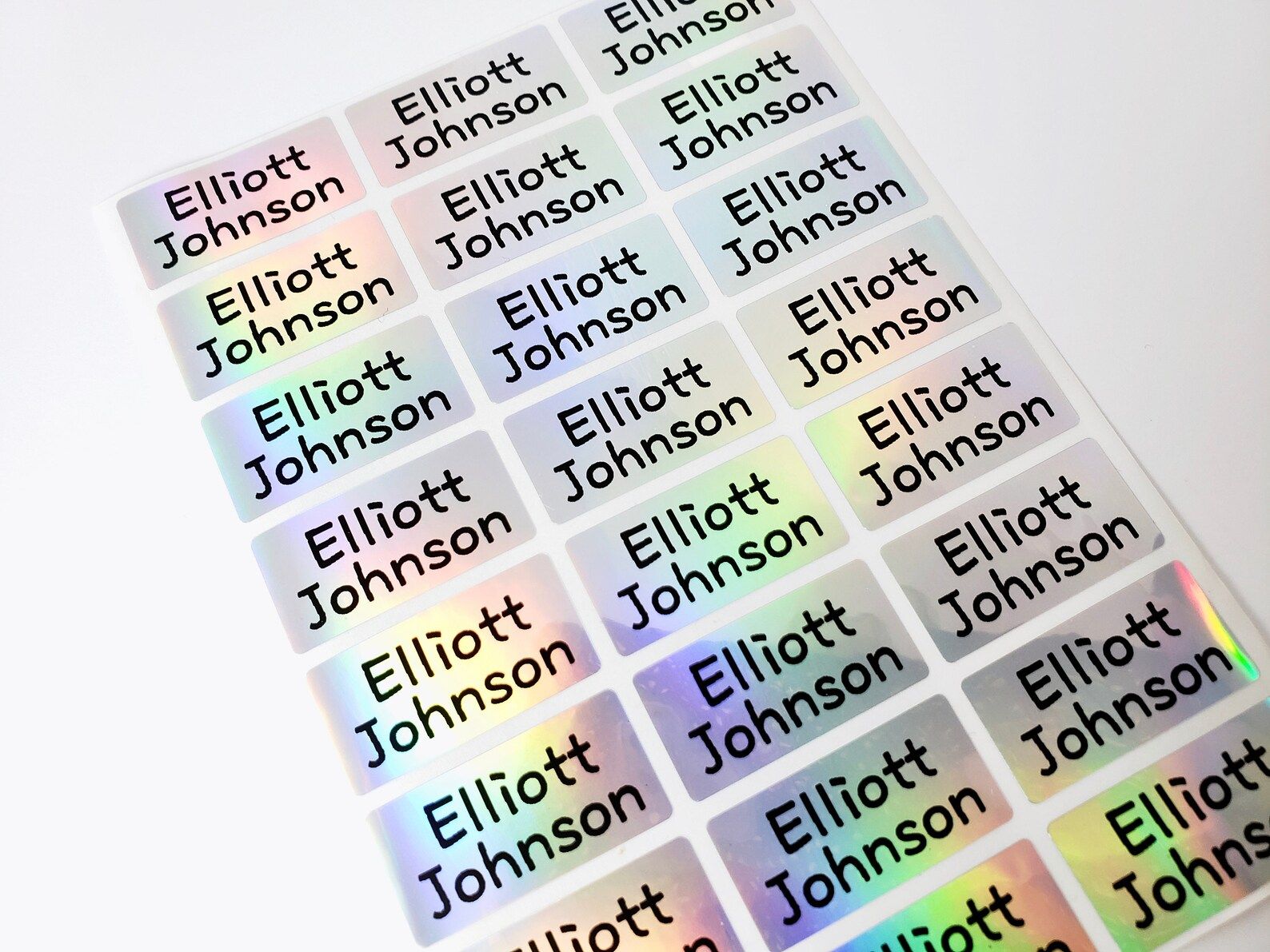 Medium Silver hologram -Waterproof Name Stickers- Daycare Labels- School Labels Hanprinting | Etsy (US)