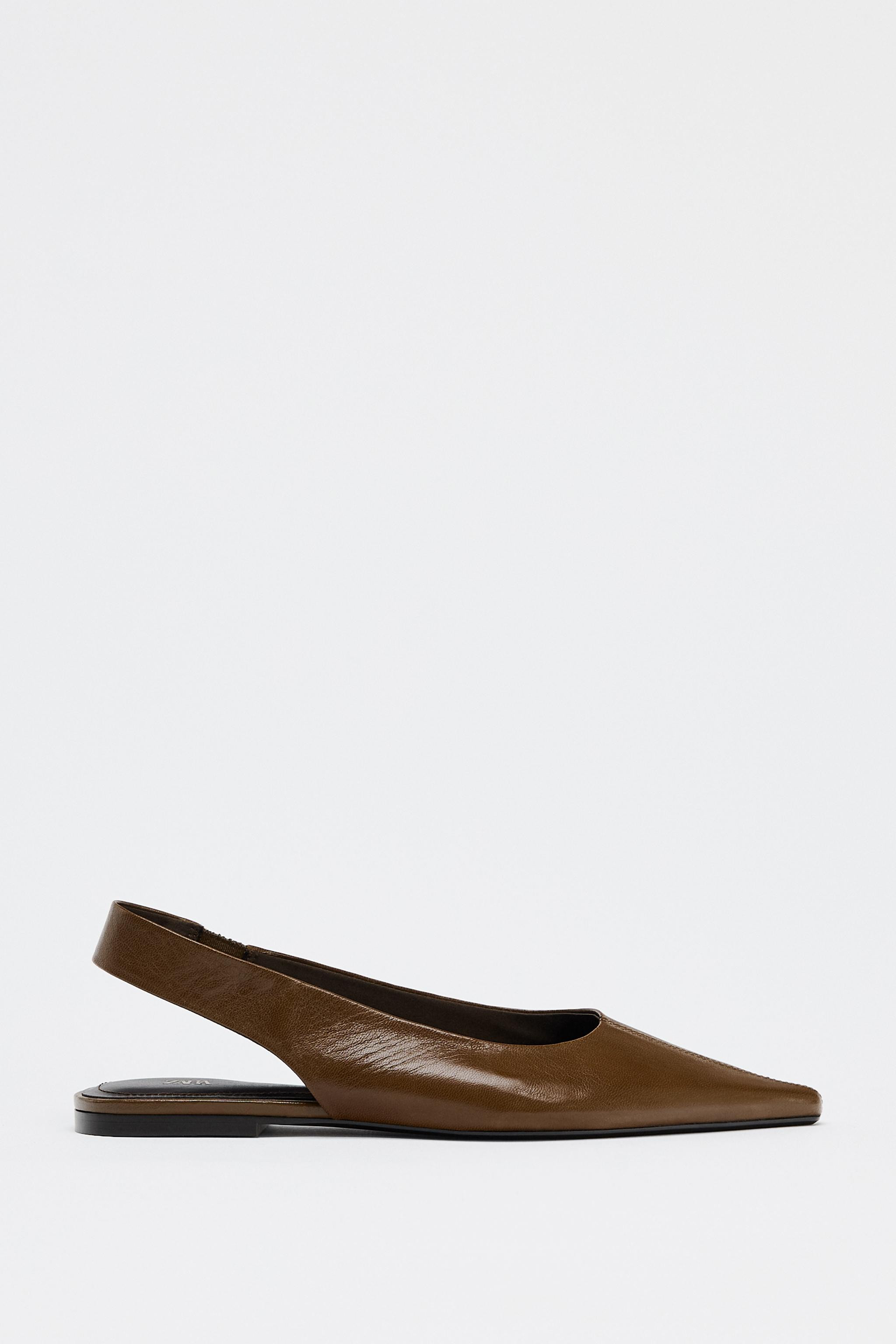 POINTED LEATHER SLINGBACK PUMPS | Zara UK