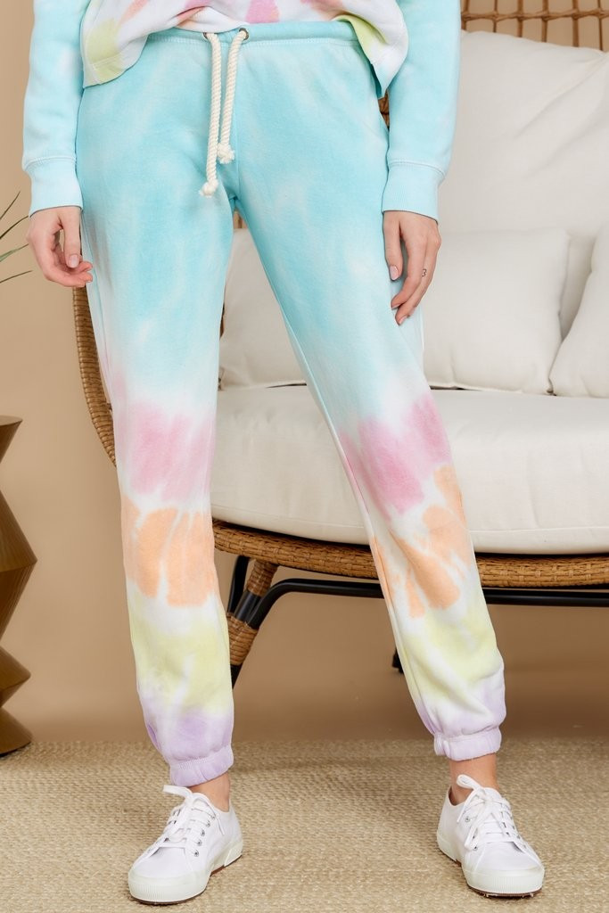 I'll Follow You Turquoise Multi Tie Dye Joggers | Red Dress 