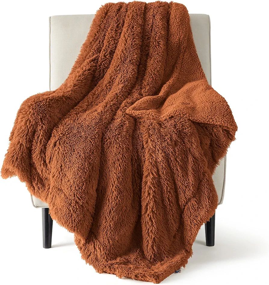 Bedsure Faux Fur Burnt Orange Throw Blanket – Fuzzy, Fluffy, and Shaggy Faux Fur, Soft and Thic... | Amazon (US)