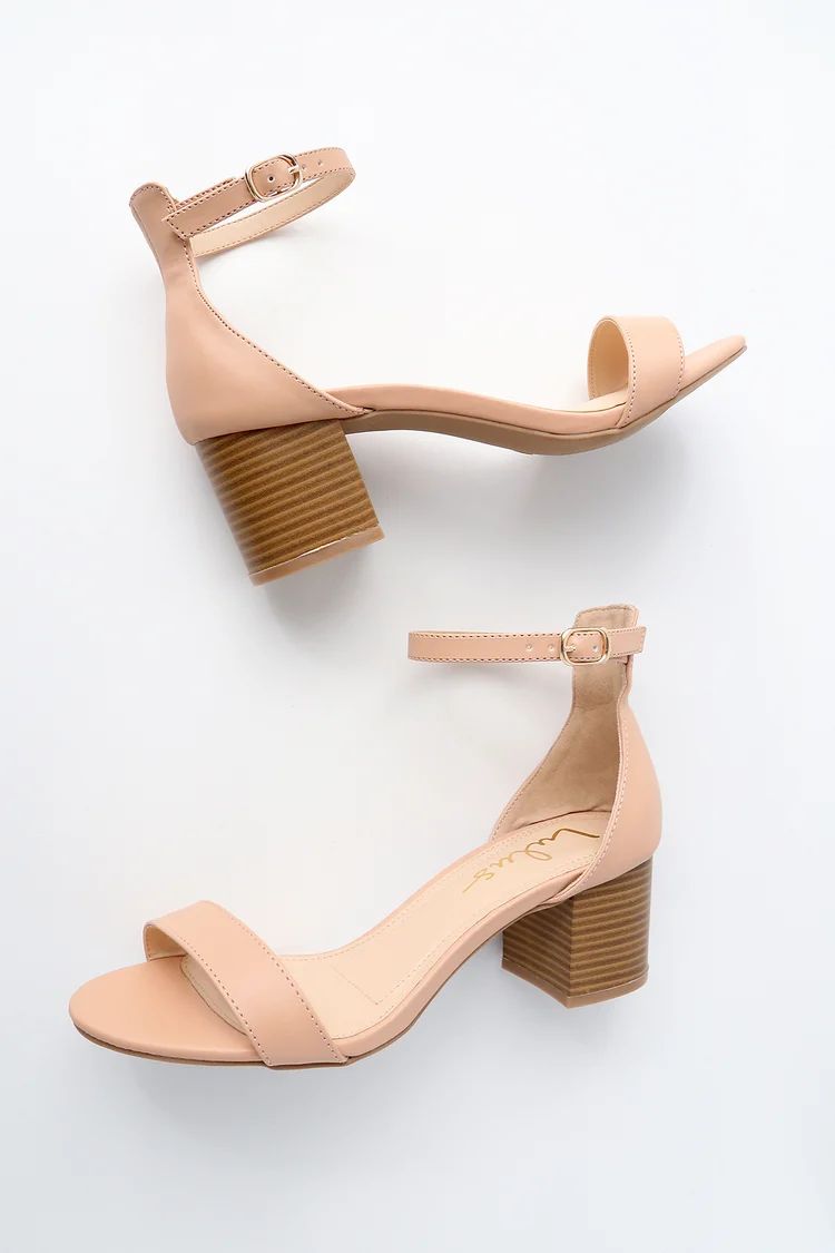 Harper Almond Stacked Ankle Strap Heels | Lulus (US)