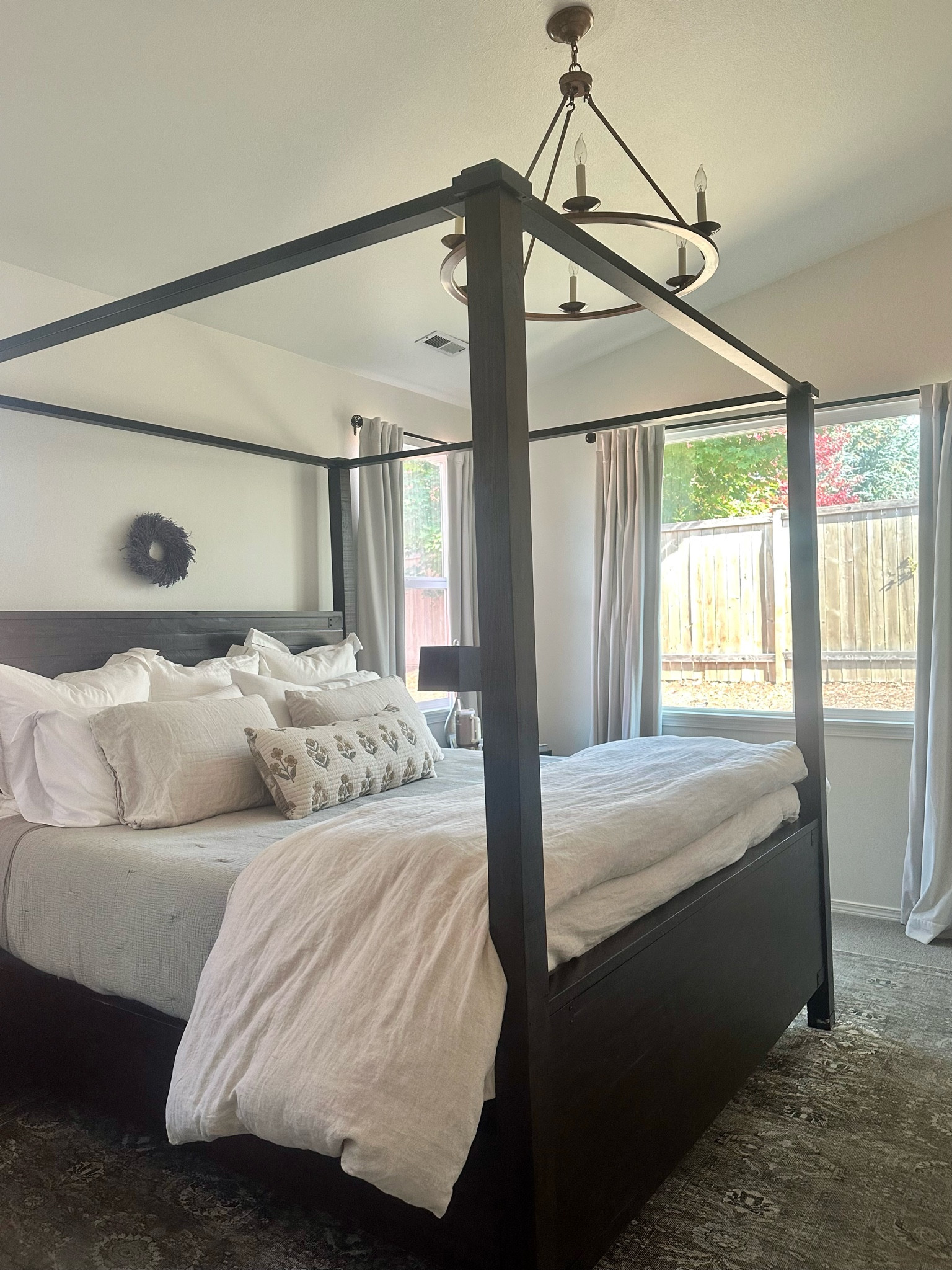 We did a little refresh on our master bedroom 💚✨ 

It took a long time, but I finally found a gorgeous lumbar pillow. My favorite thing to do at the end of a long day of work is to crawl into bed and sink into all of the pillows… honestly I have never found any others that are more cozy than these are… our sage green blanket is the same as the one in our guest room (just a different color) and it’s warm without being heavy. 

Need some cozy bedroom ideas? All my recommendations are below!
#falldecor #fallbedroom 

#LTKSeasonal #LTKSaleAlert #LTKHome