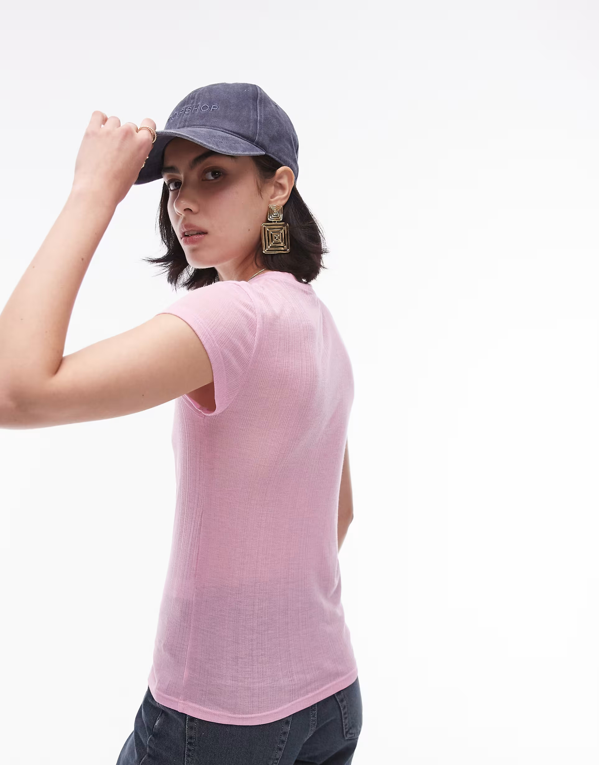Topshop premium ribbed sheer longline tee in pink | ASOS (Global)