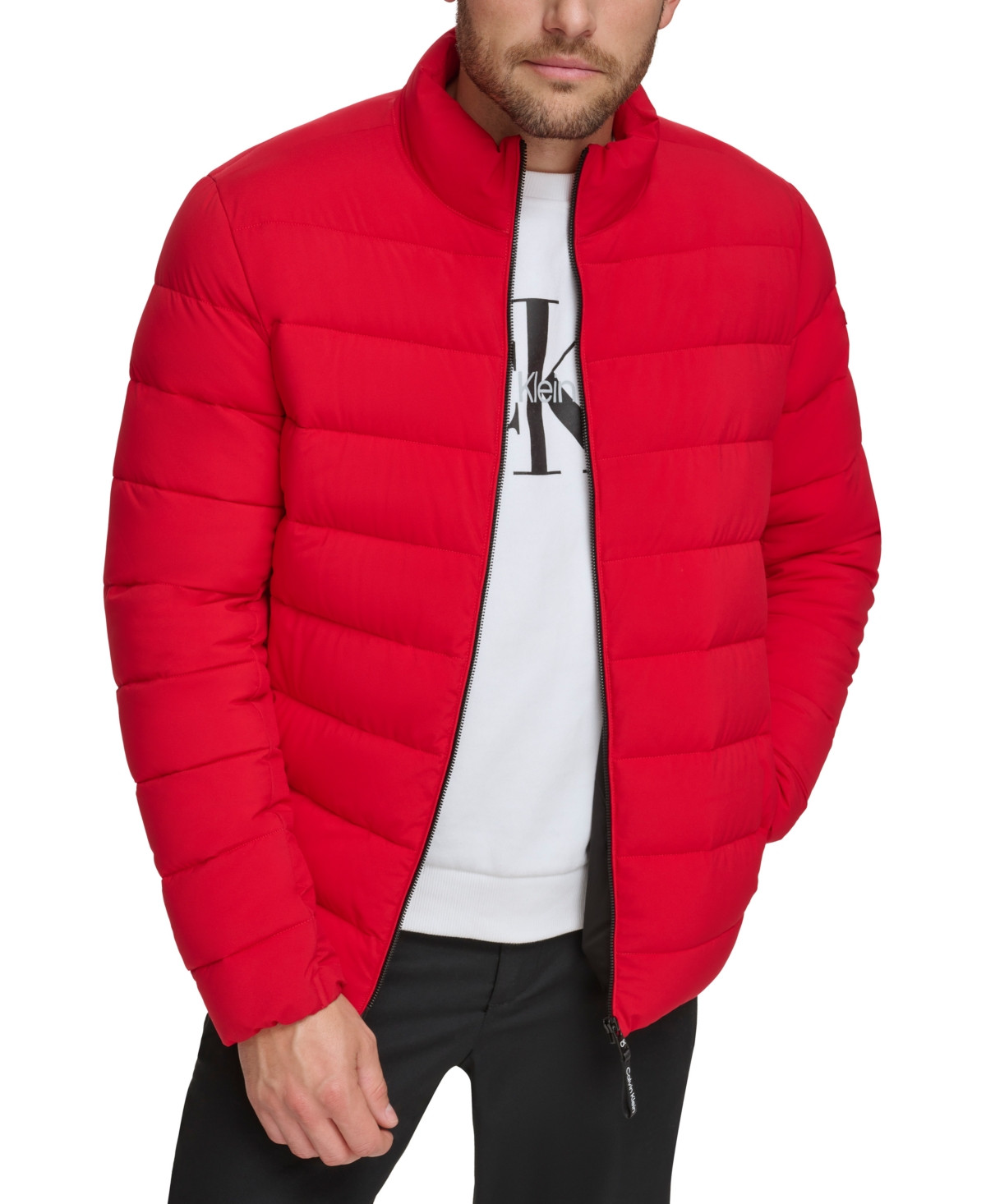 Calvin Klein Men's Quilted Infinite Stretch Water-Resistant Puffer Jacket - Deep Red | Macy's