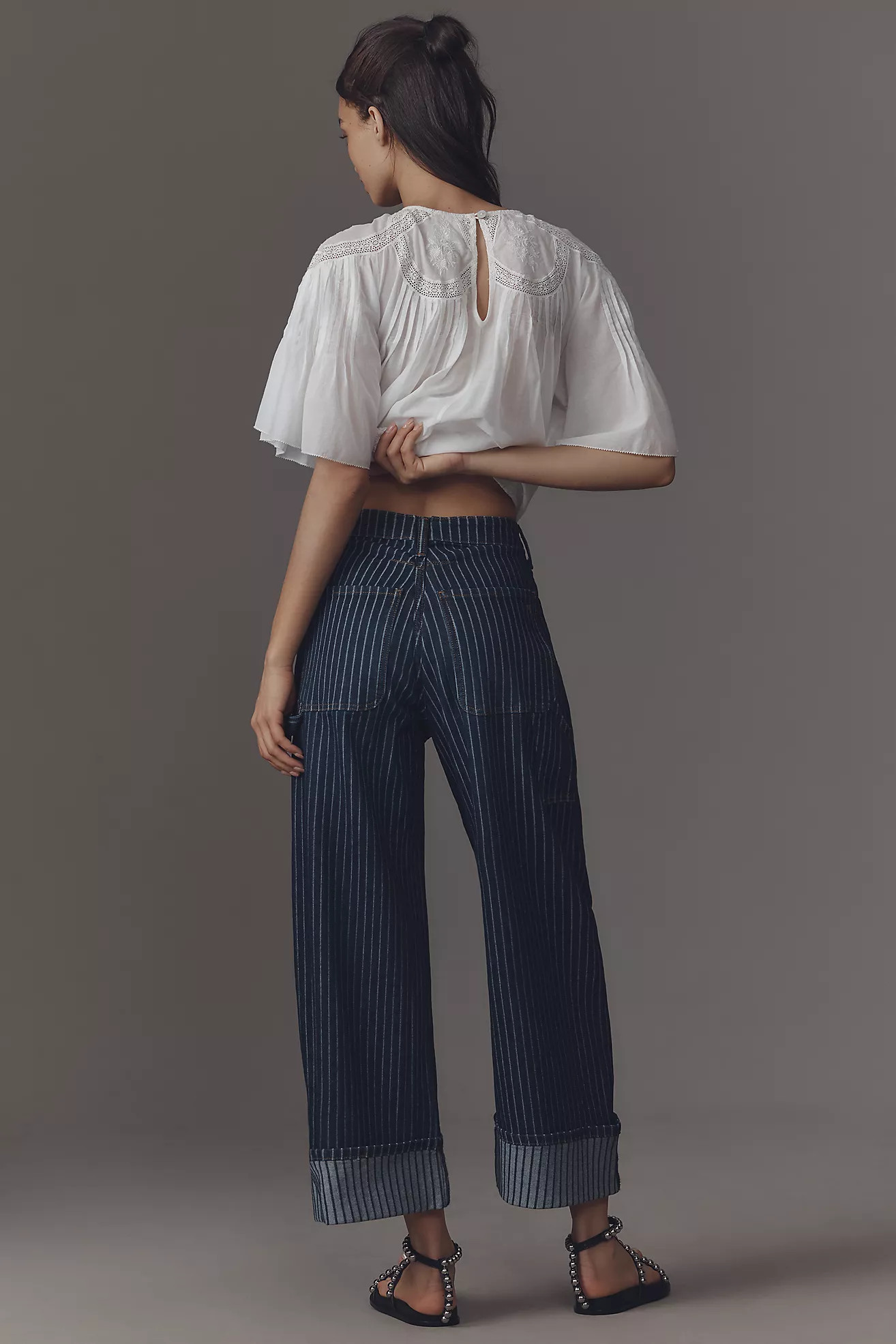 Kayden High Rise Railroad Stripe Carpenter Barrel Jeans by Pilcro | Anthropologie (US)