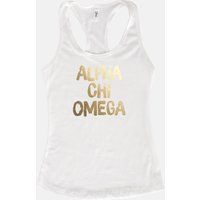 Alpha Chi Omega Gold Foil Sorority Tank/White Greek Tops Bid Day Gift A O | Etsy (US)