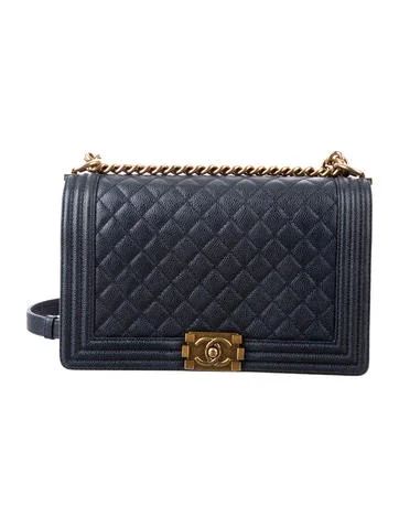 Chanel Quilted Caviar Medium Plus Boy Bag | The Real Real, Inc.