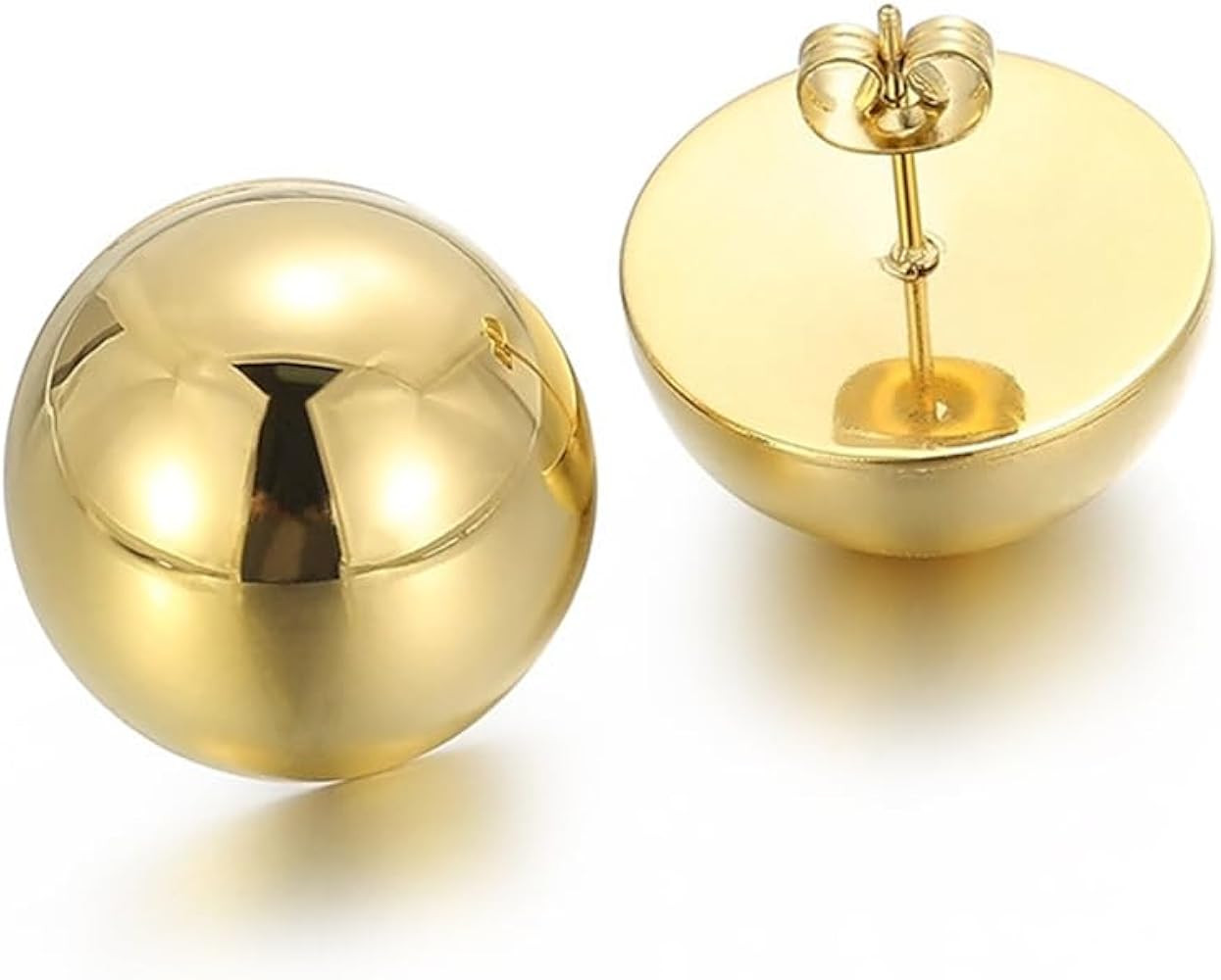 Gold Silver Half Ball Stud Earrings High Polished Round Earrings Trendy Jewelry for Women 20mm/18... | Amazon (US)