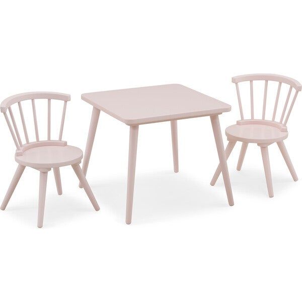 Windsor Kids Wood Table & Chair Set, Blush Pink | Maisonette