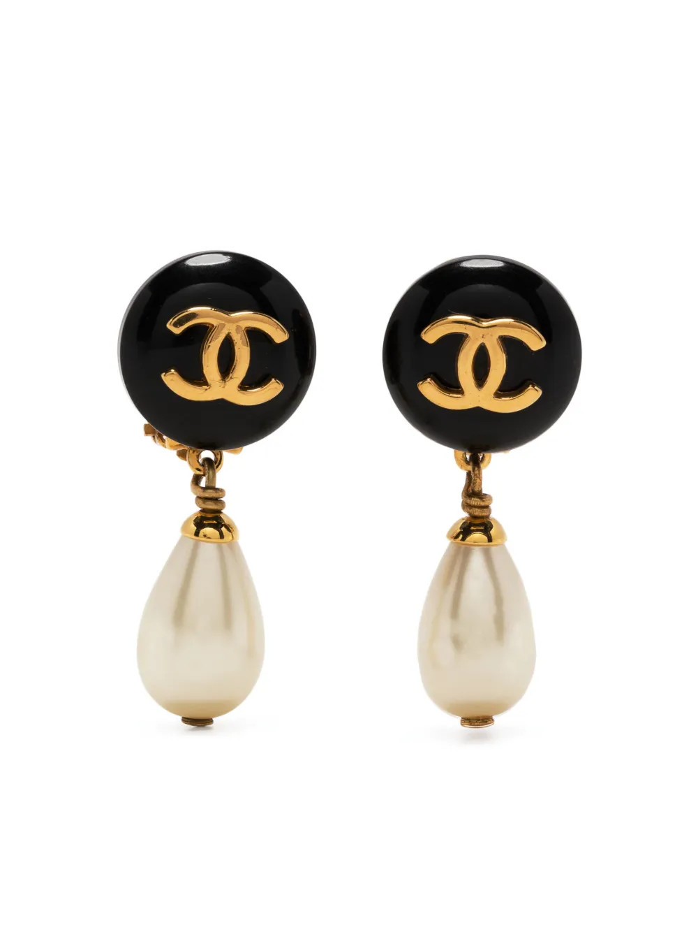 1996 CC pearl-embellished clip-on earrings | Farfetch Global