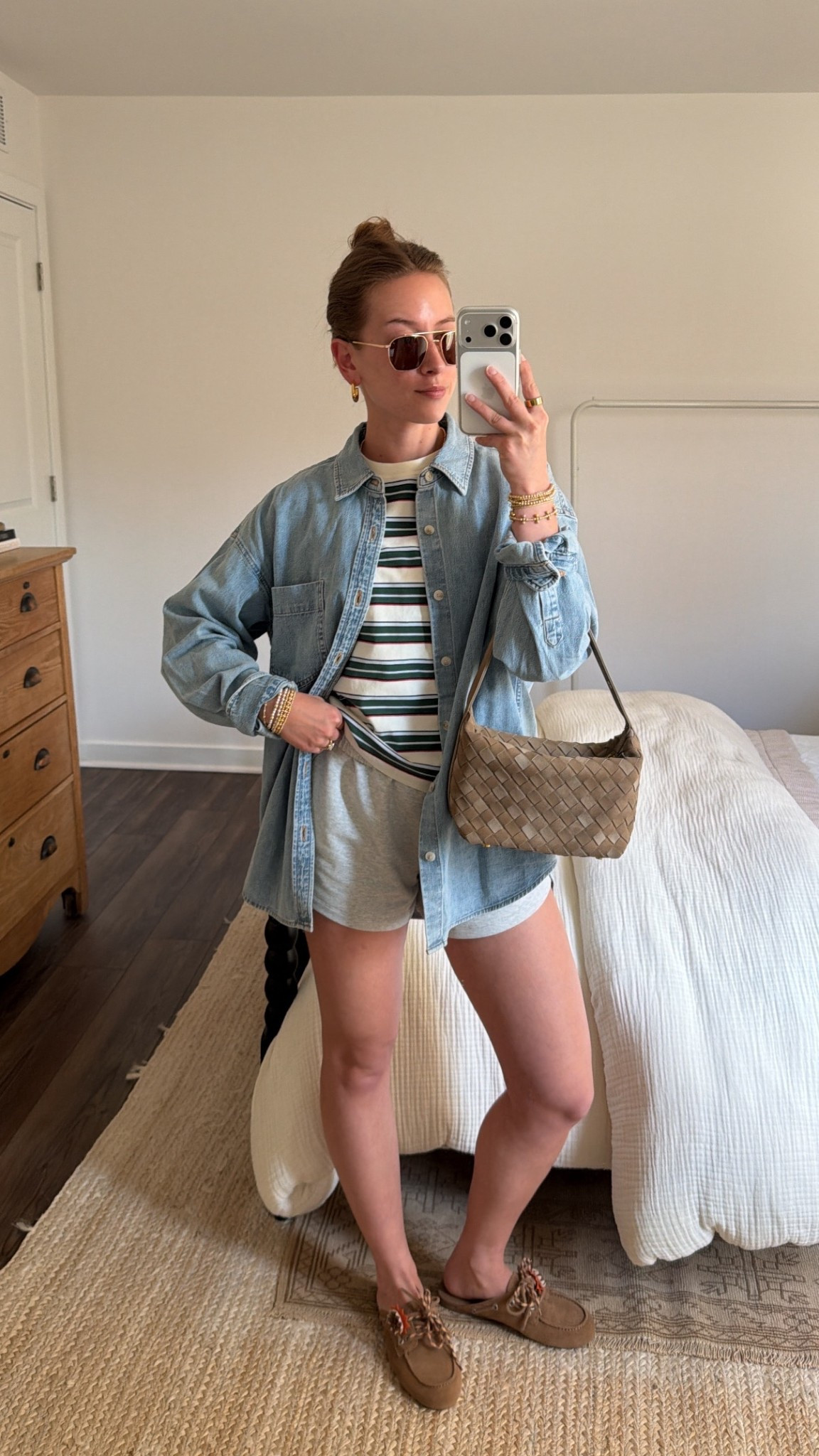  Cozy Casual Evening Outfit

My kind of evening 🤍 comfy, effortless, and still put together.

Wearing an easy mix of elevated basics — my oversized denim shirt layered over a striped tee with comfy lounge shorts. It’s that perfect in-between outfit for a casual night out or a slow, cozy evening at home.

Finished with my go-to boat shoes, everyday bag, and a few cozy essentials that make nights like this feel even better ✨

Everything I can link is here!

#LTKSeasonal #LTKootd
