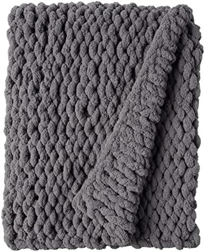 Amazon.com: Casaphoria (50x60 inches) - Soft Knitted Yarn Blanket Large Gray - Handmade Throw Bla... | Amazon (US)
