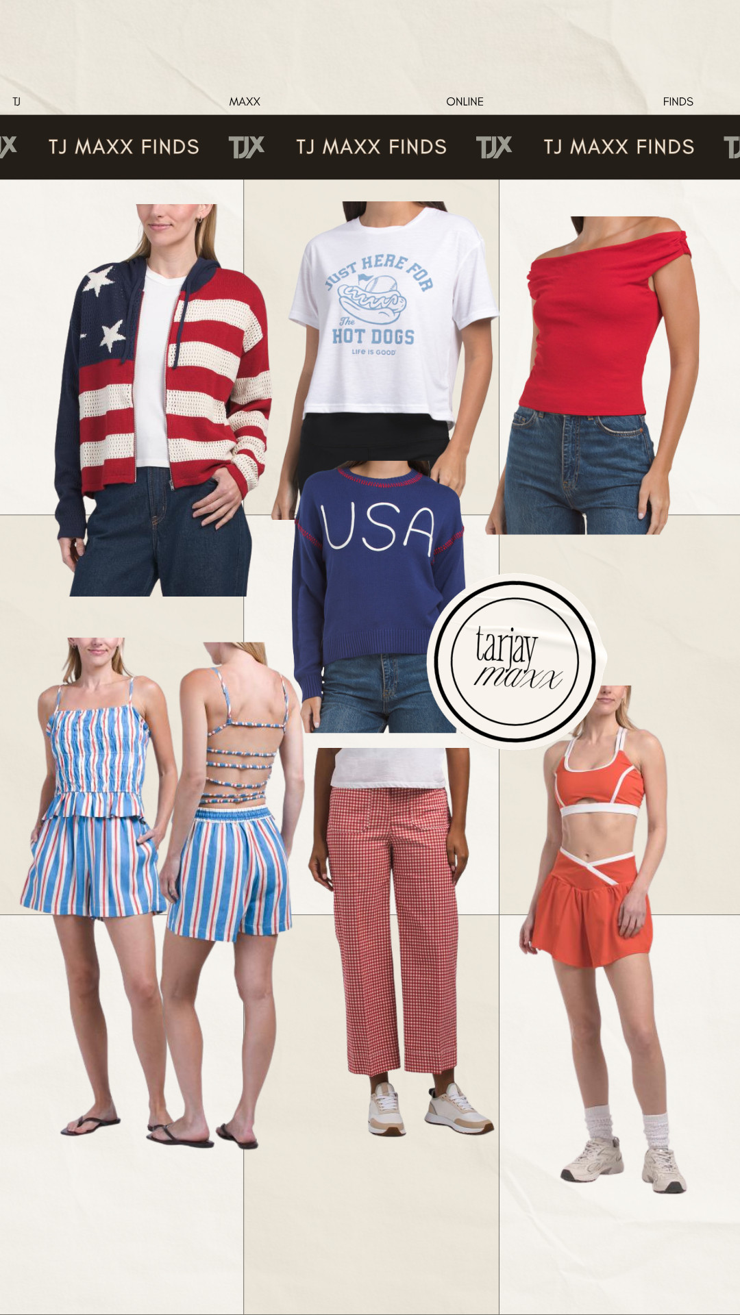 TJ Maxx online Americana finds 🇺🇸❤️💙 From patriotic sweaters and graphic tees to matching sets, swimwear, and summer styles, these finds are perfect for the 4th of July, lake weekends, and all your summer plans. 

wedding guest dress summer, summer outfits, summer dresses, country concert outfits, fathers day gift guide, plus size fashion, date night outfits, vacation outfits beach, work outfits, business casual workwear, tj maxx finds, americana style, fourth of july outfits, patriotic outfits
 

 #LTKootd #LTKSeasonal
