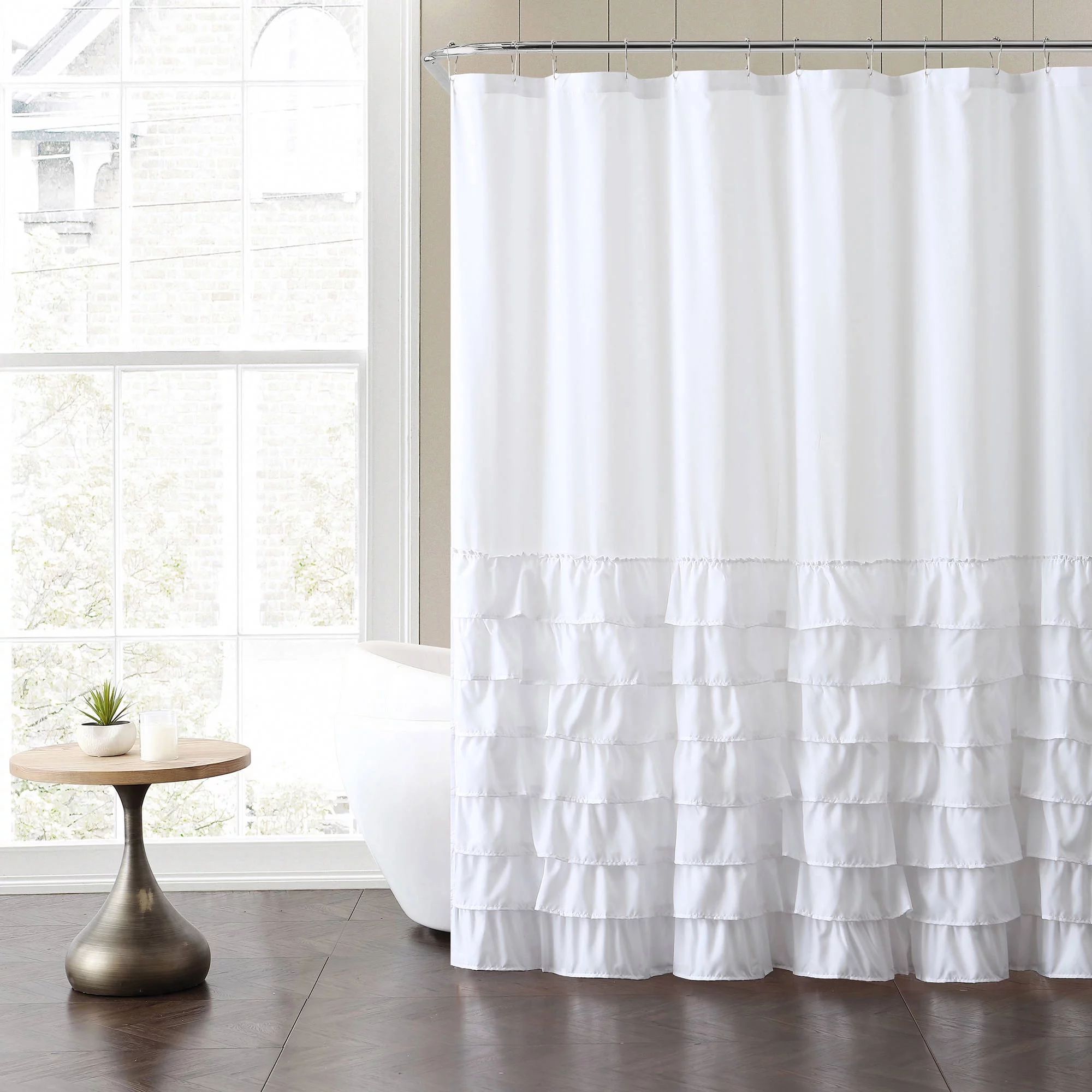 VCNY Home Melanie Solid Ruffle 72" x 72" Shower Curtain - Walmart.com | Walmart (US)