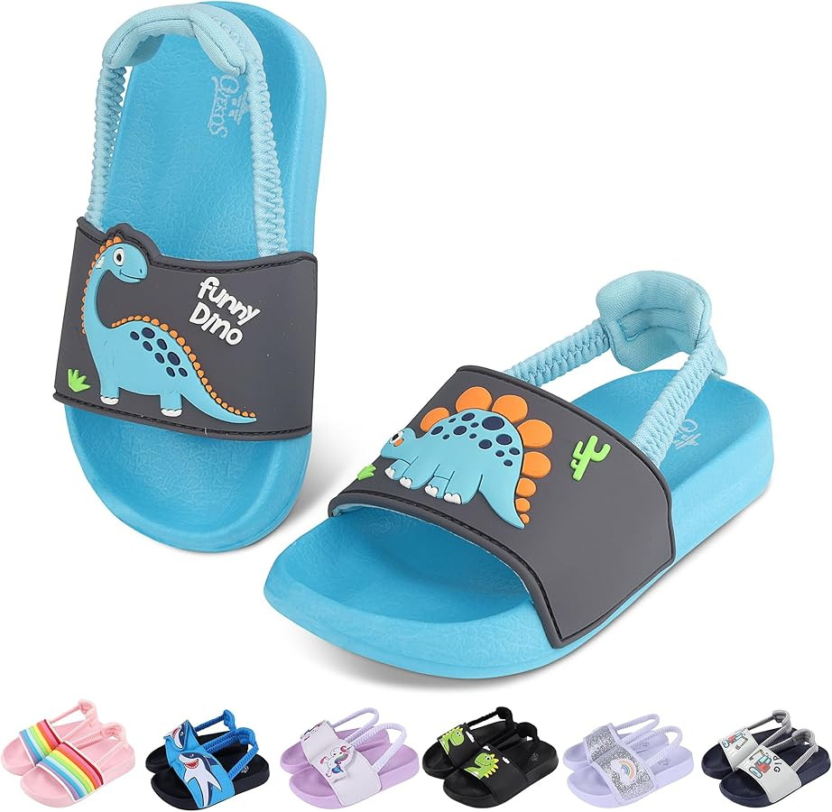 Toddler Boys Girls Slides Sandals with Elastic Strap Non-Slip Flip Flop Lightweight Little Kids S... | Amazon (US)