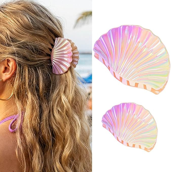 CAKURE Shell Hair Clips Acrylic Summer Claw Clips Purple Mermaid Hair Accessories for Women and G... | Amazon (US)