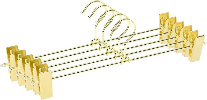 Jetdio Metal Heavy Duty Pants Skirt Slack Hangers,Trousers Hangers with Two Adjustable Non Slip C... | Amazon (US)