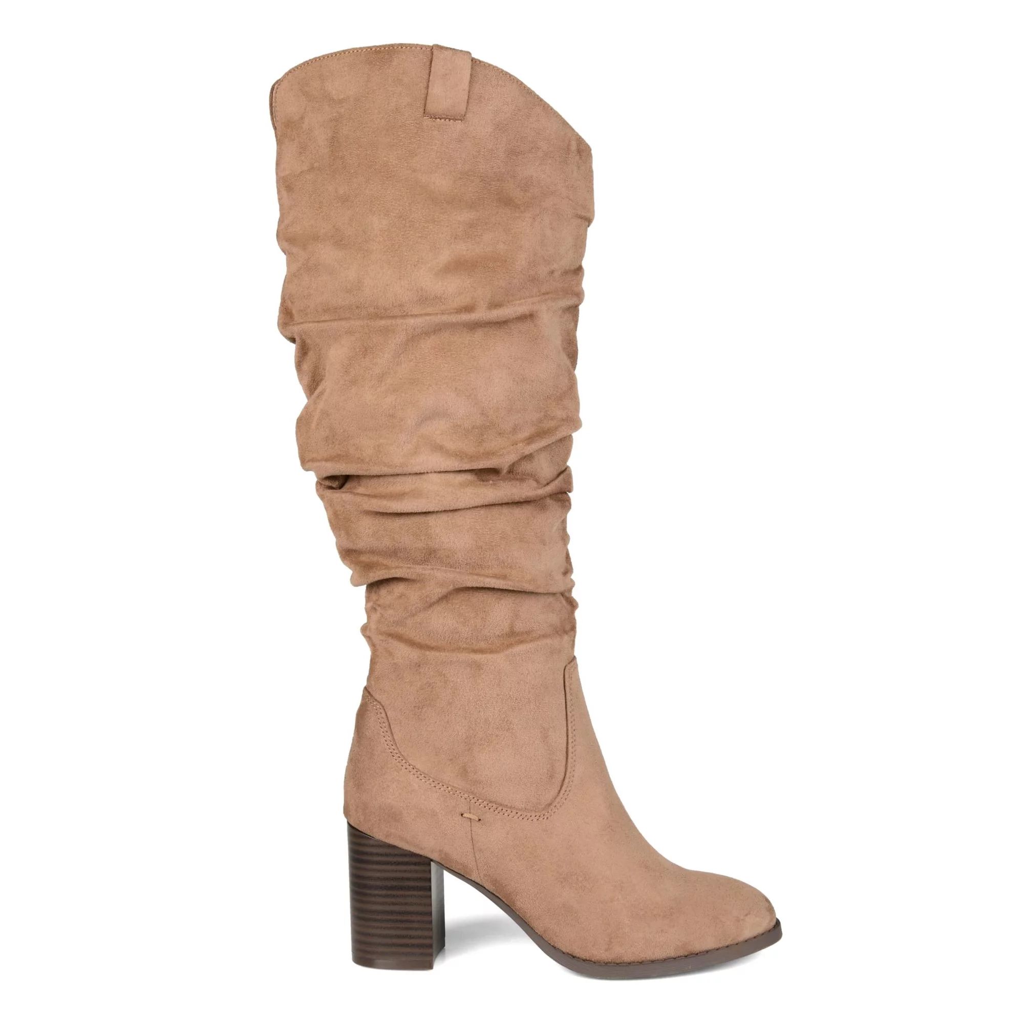 Women's Journee Collection Aneil Extra Wide Calf Knee High Slouch Boot Taupe Faux Suede 9 M | Walmart (US)