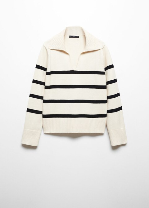 Striped polo-neck sweater -  Women | Mango USA | MANGO (US)