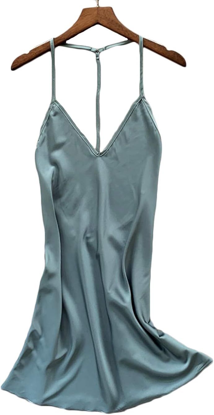 Kaei&Shi Silky Satin Nightie,Backless Lingerie for Women,Loose Sleepwear,Mini Nightgown,Spaghetti... | Amazon (US)