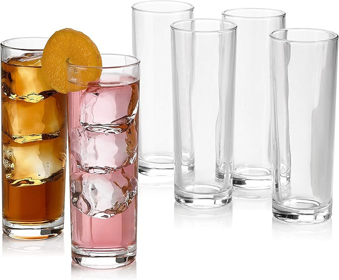 Set of 8 Highball Glasses, Cocktail Highball Glasses, Tall Drinking Glasses for Water, Juice, Coc... | Amazon (US)