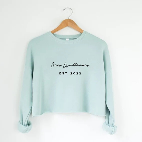 Custom Mrs Bride Fleece Crop Top Personalized Bride Est 2022 - Etsy | Etsy (US)