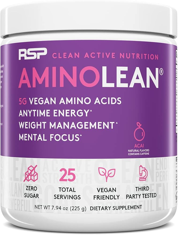 RSP AminoLean - All-in-One Natural Pre Workout, Amino Energy, Weight Management - Vegan BCAAs, Pr... | Amazon (US)