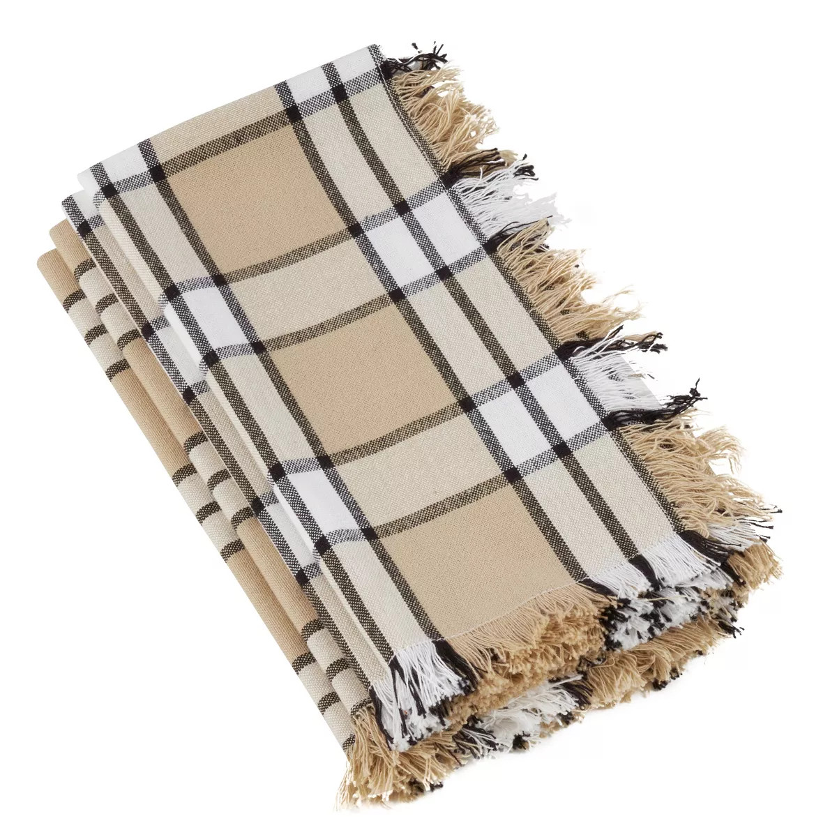 Saro Lifestyle Cotton Napkins With Khaki Plaid Design (Set of 4), 20"x20", Beige | Target