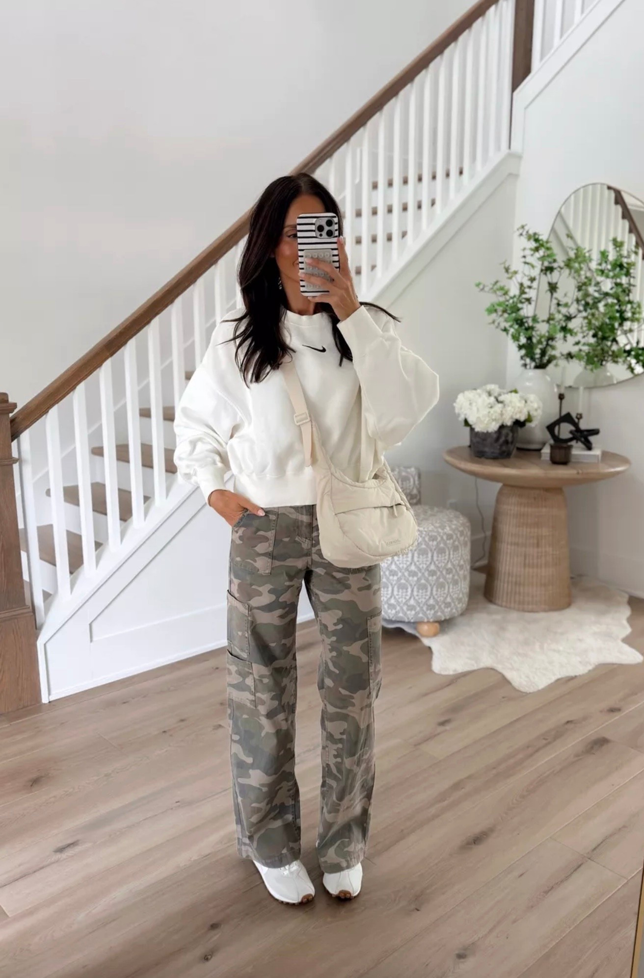 Camo pants back in stock! the kind of outfit I throw on when I want to be comfortable but still feel put together. these camo cargos are so good and the oversized sweatshirt makes it the perfect everyday casual look

camo pants outfit, casual everyday style, oversized sweatshirt outfit, sporty chic outfit, airport outfit inspo, comfy casual fashion, cargo pants outfit, neutral street style, athleisure outfit ideas, everyday mom style, casual sneaker outfit, relaxed fit fashion, effortless outfit inspo, weekend outfit ideas

#LTKootd #LTKSeasonal #LTKOver40