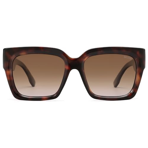 SOJOS Trendy Square Polarized Sunglasses Womens Retro Vintage Women 90s Sun Glasses SJ2612 Tortoise Frame Brown Grading Lens | Amazon (US)