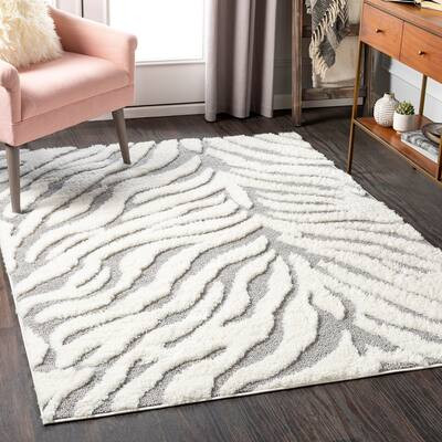 Gadi Zebra Striped Plush Area Rug | Bed Bath & Beyond