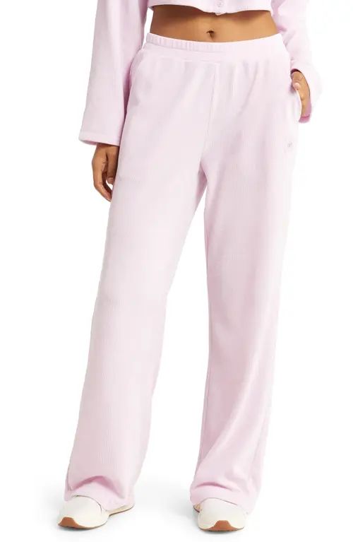 Alo Chenille High Waist Wide Leg Pants in Sugarplum Pink at Nordstrom, Size Small | Nordstrom